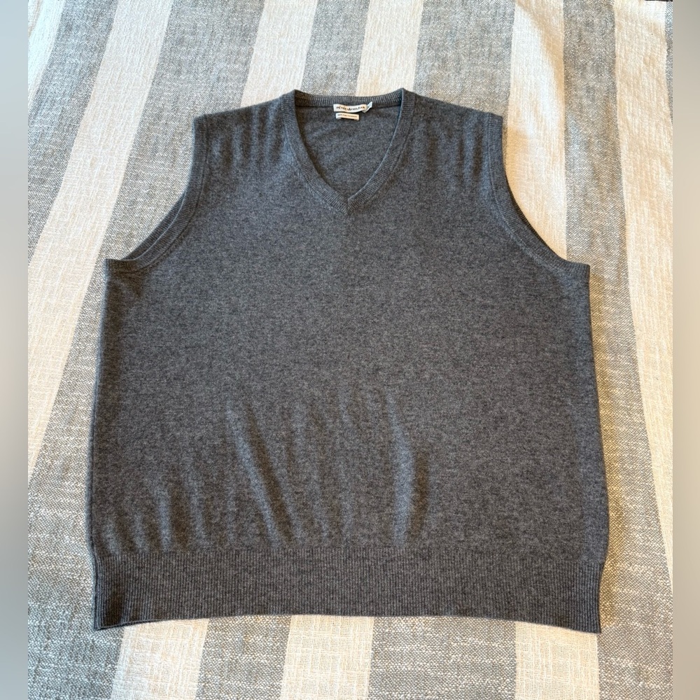 Peter Millar Mens SZ XXL 100% Cashmere Gray Vest